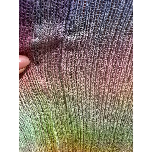 Multicolor Kaftan Knit Beach Coverup Hand Died Midi Dress Hobo Boho Artsy Large - Picture 7 of 7